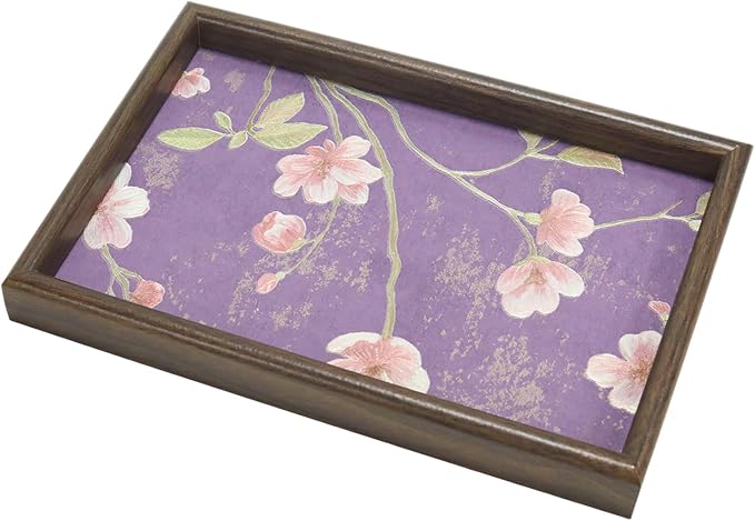 Wooden Valet Tray Floral Base Catchall Nightstand Organizer, Vanity – Vintage by Unknown