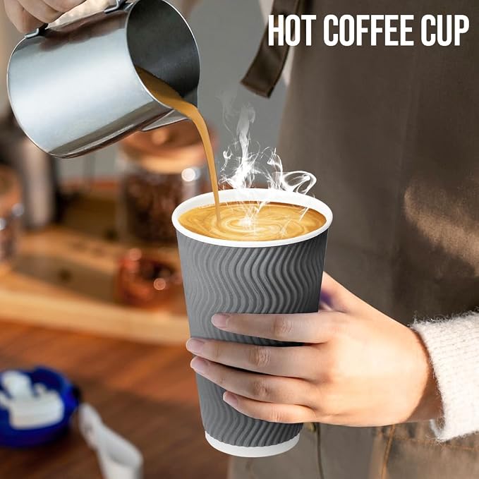 BYSNOW 100 Pack 16 oz Paper Coffee Cups - Image 5