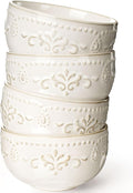 Small Bowls Set of 4, 12 oz Ceramic Embossment Dessert Bowls, Ice Cream by Artena