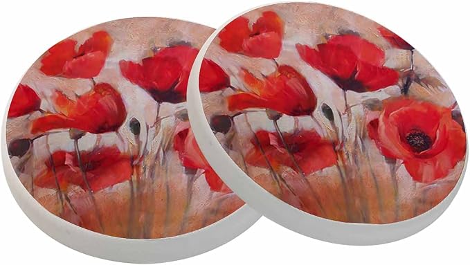 oFloral Red Poppy Flower Coasters by oFloral