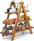 Manspdier Wood 3 Tier Serving Tray Three Tiered Cupcake Stand, Rectangle by Manspdier