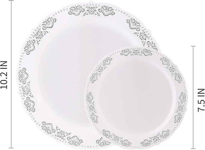 175 Pieces Silver White Dinnerware Set - Image 3
