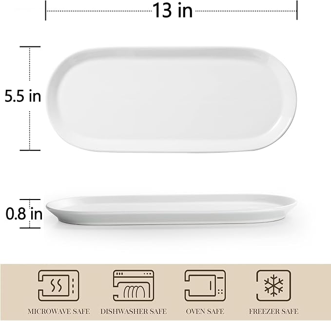 Ceramic Oval Serving Platters Set of 4, 13 Inch Long Serving Trays - Image 2