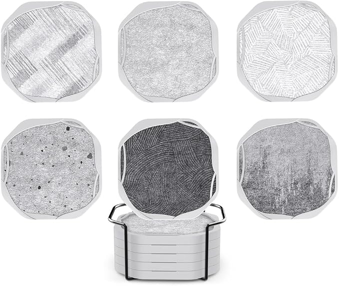 UMIRRO Absorbent Felt & Silicone Drink Coasters Set of 6 by Umirro
