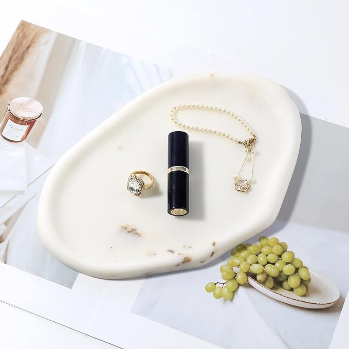Luxurious White Marble Vanity Tray, Cloud Shape Serving Stone Key Tray - Image 7