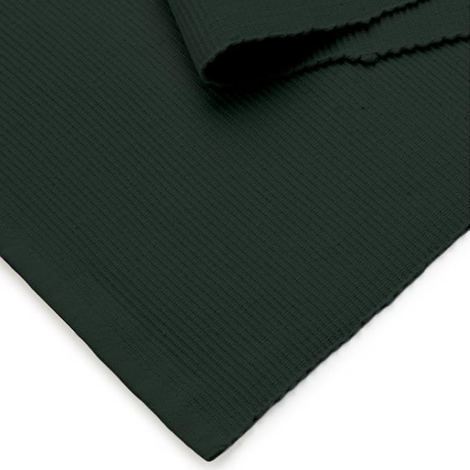 Encasa XO Table Runner, Yarn Dyed Ribbed Cotton 13"x98" | Dark Green, 12-Ply - Image 5