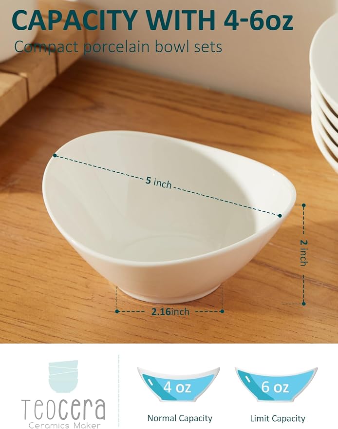 Teocera 5 Inch Porcelain Small Bowls Set, 6 Ounce small serving bowls - Image 3