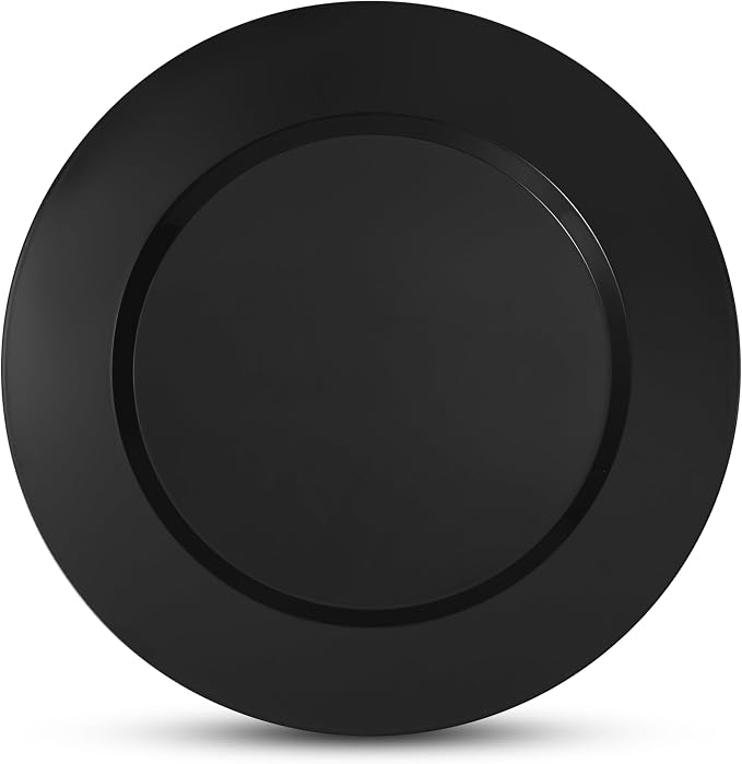 100 Black Plastic Plates Set, Elegant Fancy Heavy Duty Disposable Plates - Image 5