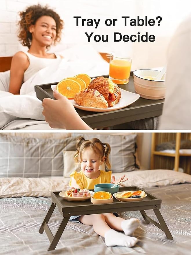 Bamboo Bed Tray Table with Foldable Legs, Breakfast Tray - Image 5