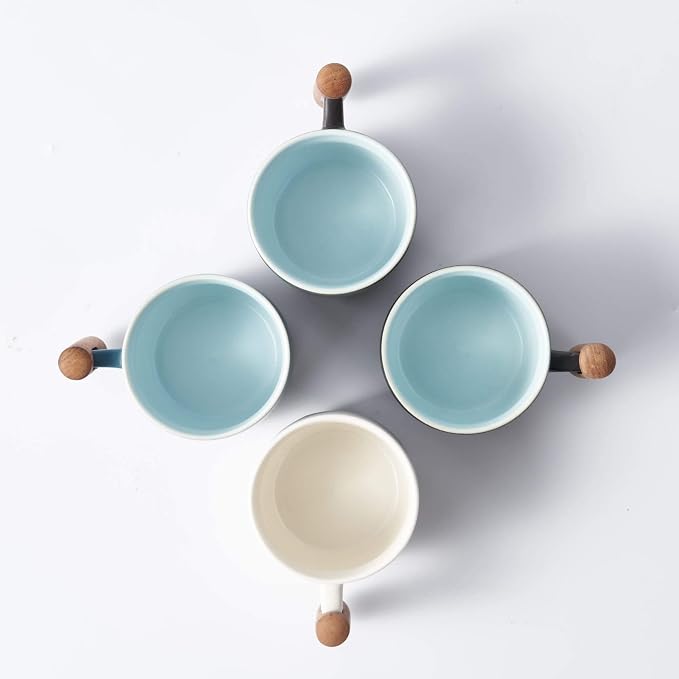 Ceramic Espresso Cups with Wooden Handle Espresso Shot Cups Ceramic Tea Cups - Image 5