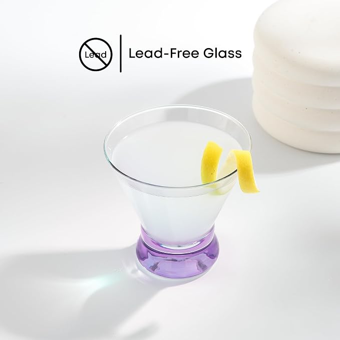 JoyJolt Hue 7.5oz Martini Glasses, Cocktail Glassware Set of 6, Colored Glass - Image 5