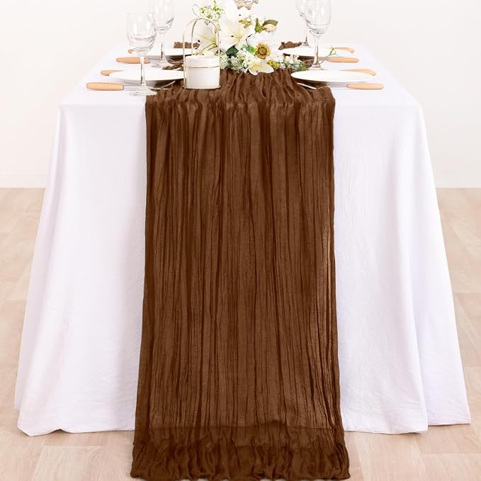 2 Pack Brown Cheesecloth Table Runner 10ft Neutral Gauze Centerpiece | - Image 6