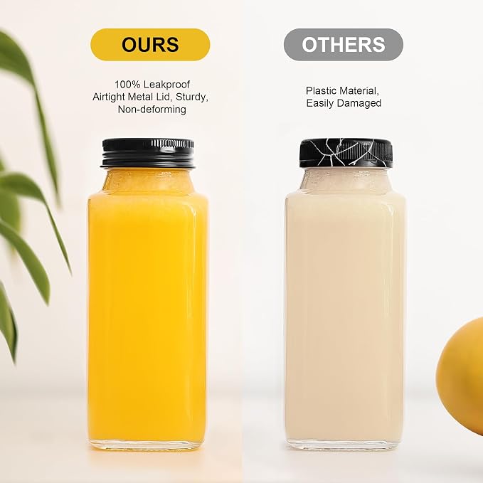 Glxgow 8 Pack 8 oz Glass Juice Bottles - Image 4
