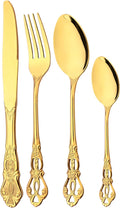 Mirror Polished Gold Silverware Set, 24-Piece 18/10 Stainless Steel Shiny by JANKNG