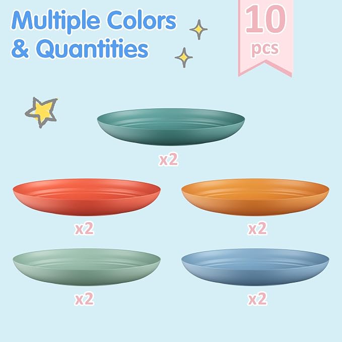 Quatish 10 PCS Unbreakable Reusable Plastic Plates, 8 inch Dishwasher & - Image 4