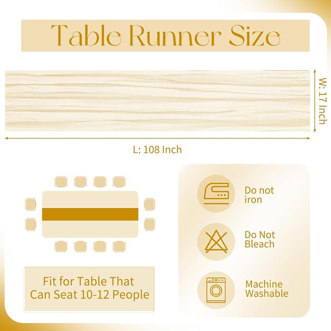 10 Pack Ivory Cheesecloth Table Runner 17x108 Inch Boho Gauze Cheese Cloth - Image 2