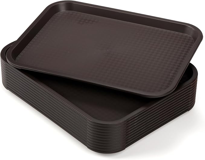 12 Pack Plastic Fast Food Trays, 13.7 x 10.5 Inch Rectangular Cafeteria Trays by Yarlung