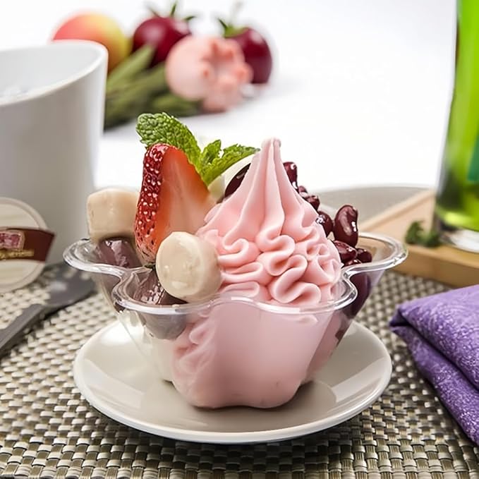 TOFLEN 8 oz Dessert Cups with Spoons, 100 Pack | Clear Plastic, Disposable - Image 6