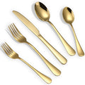 Gold Silverware Set for 4, Include Knife Fork and Spoon, Mirror Polished by Briout