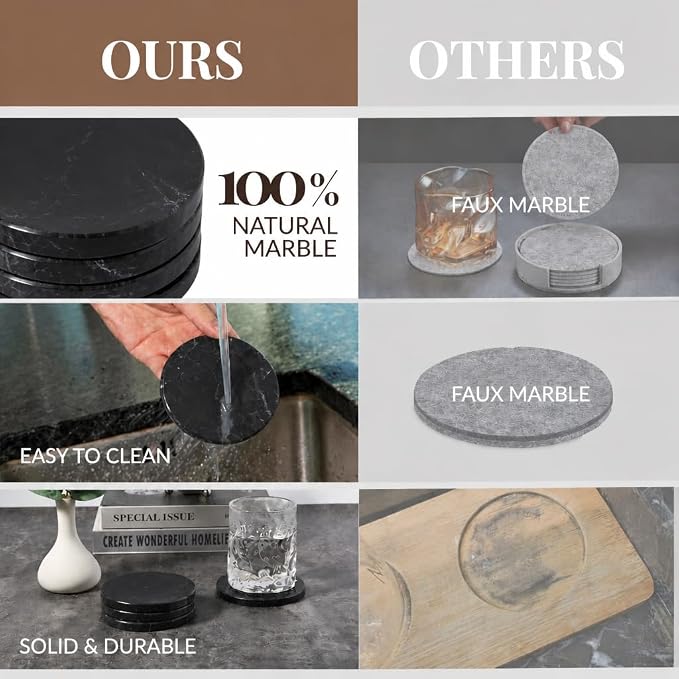 Marble Coasters, Round Modern Coaster Set of 4 - Image 7