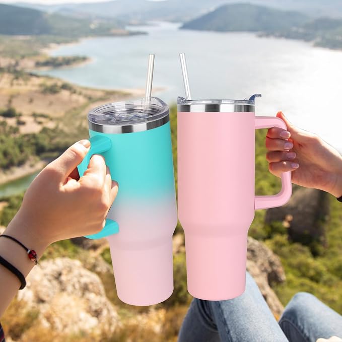 SYACOT 40 oz Tumbler with Handle and Straw Stainless Steel Insulated Tumbler - Image 6