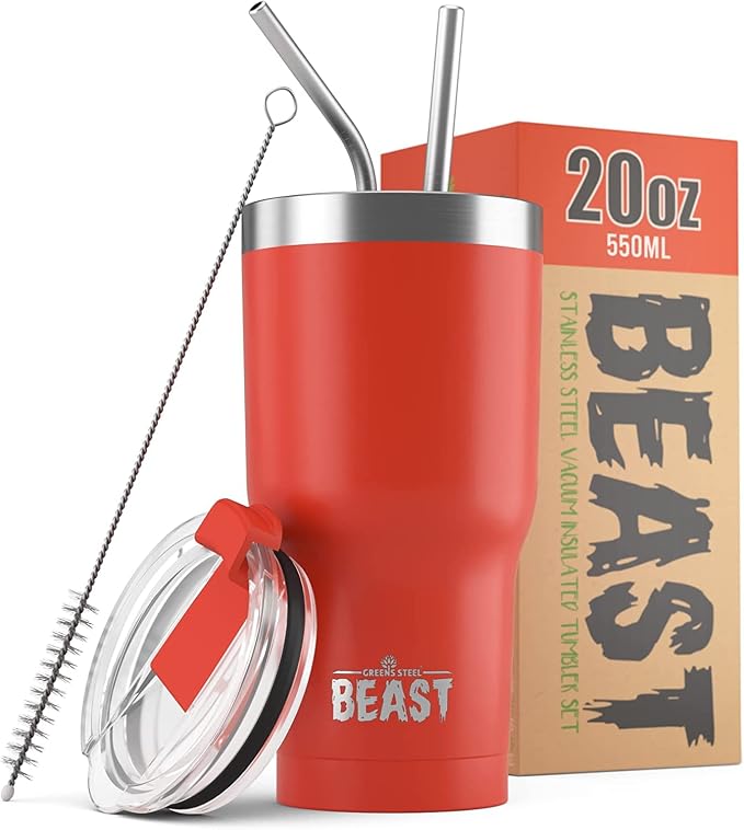 Beast 20 oz Tumbler Stainless Steel Vacuum Insulated Coffee Ice Cup Double Wall by GreensSteel