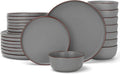 Famiware Mercury 24-Piece Stoneware Dinnerware Set, Dark Grey | Plates and Bowls by Famiware