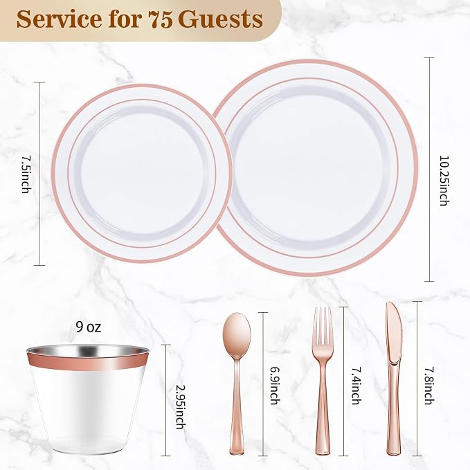 BESTVIP 450PCS Rose Gold Dinnerware Set - Image 2
