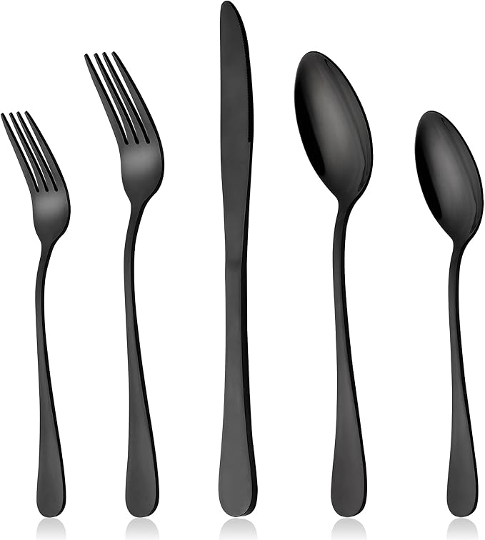 LIANYU Black Silverware Set for 2, 10-Piece Stainless Steel Cutlery Set | by LIANYU