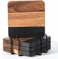 Black Marble Wood Coasters by Unknown