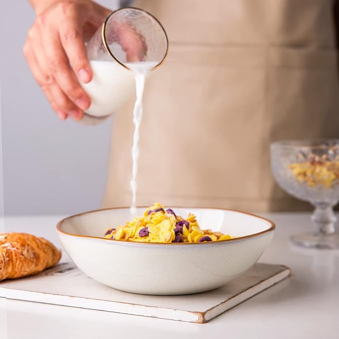 AmorArc Ceramic Cereal Bowls Set of 6, 24 oz Handmade Stoneware Bowls Set - Image 4
