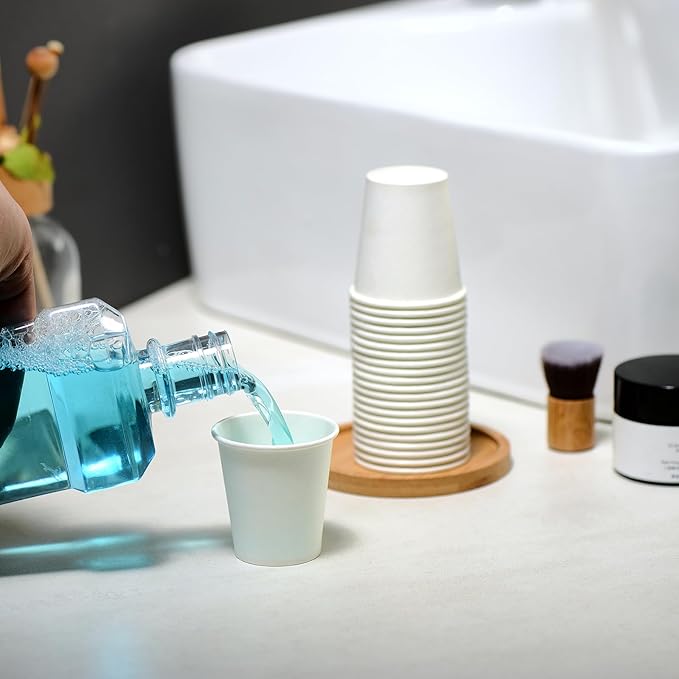 MOUMOULIFE Disposable Paper Coffee Cups 3 oz 100 Count, Bathroom Mouthwash Cups - Image 5