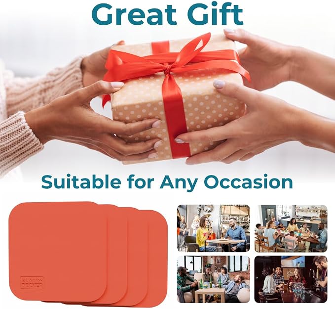 BLACK+DECKER Square Coasters Set of 4, Water-Resistant, | Coasters - Image 5