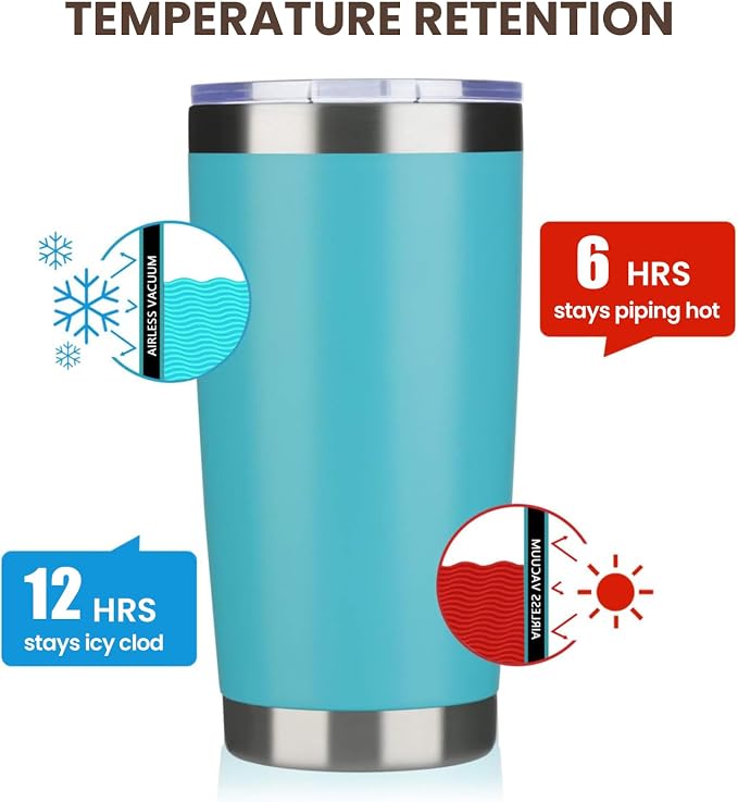 MEWAY 20oz Tumbler Cup Double Wall Vacuum Insulated Travel Mug Bulk, Stainless - Image 6