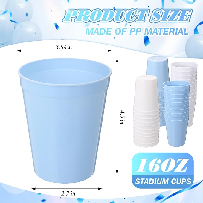 Yungyan 36 Pack 16 oz Stadium Cups Reusable Plastic Cups Blank Drink Stadium - Image 2