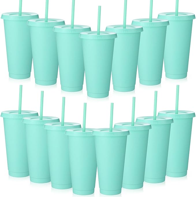 Honeydak 15 Pack Tumbler with Straw and Lid Bulk Cups by Honeydak