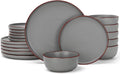 Famiware Mercury 18-Piece Stoneware Dinnerware Set, Dark Grey | Plates and Bowls by Famiware