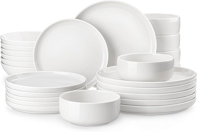 MALACASA 24 Pcs Porcelain Plates and Bowls Sets, Dinnerware Set by MALACASA