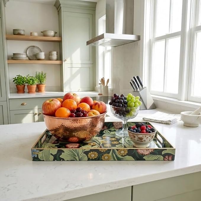 15.8" x 11.8" Dark Green Plastic Serving Tray - Image 6