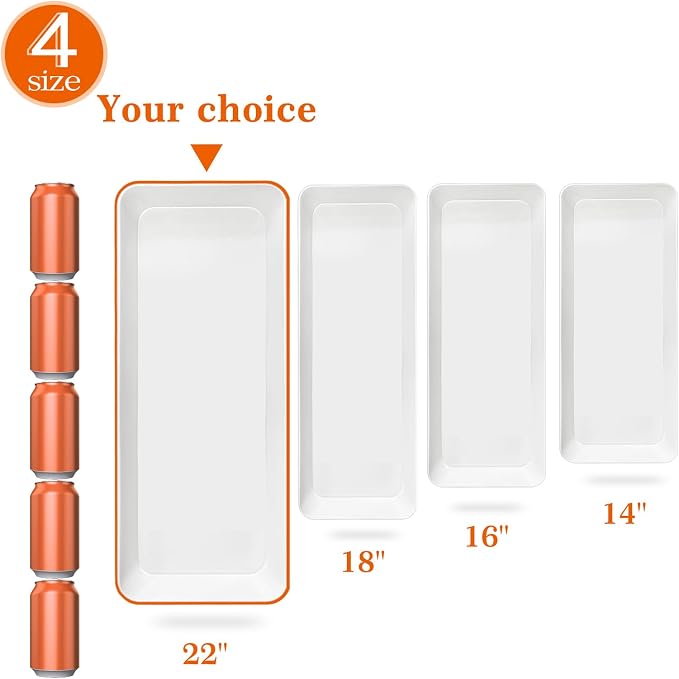 Serving Tray Platter Rectangle, Plastic White Food Trays - Image 4