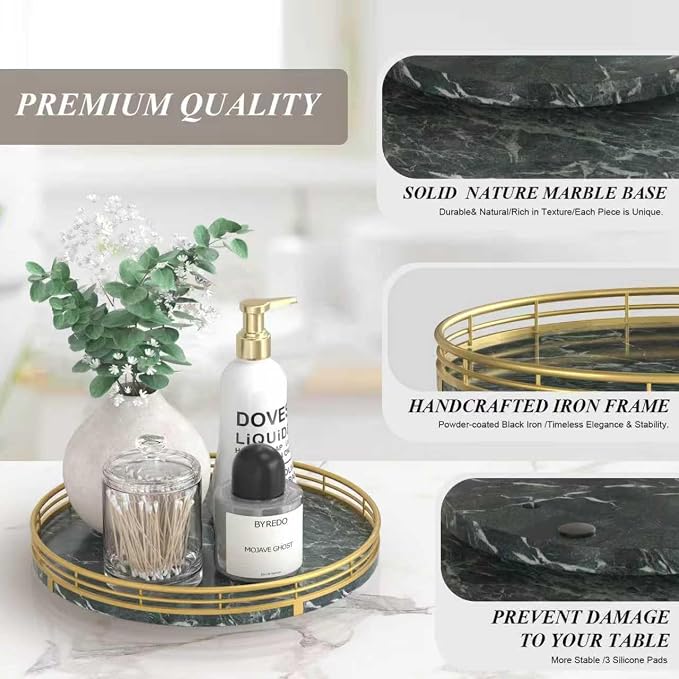 AMH 10-Inch Green Marble Lazy Susan - Image 6