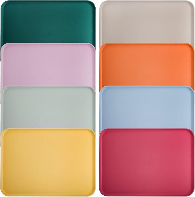 Lyellfe 8 Pack Fast Food Serving Tray, 15 by 10-Inch | Wheat Straw Cafeteria by Lyellfe