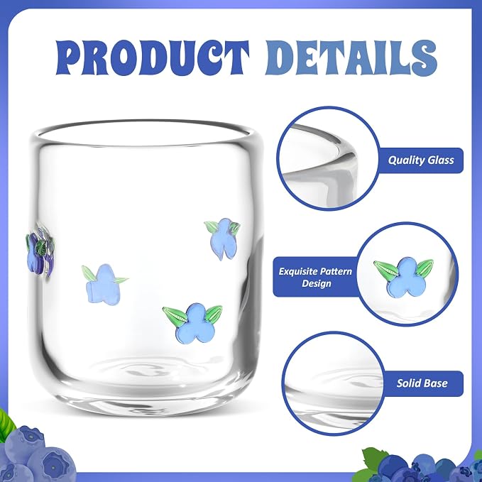 SiliFine 2 Pcs Blueberry Icon Juice Glasses - 14oz Blueberry Stemless Wine - Image 5