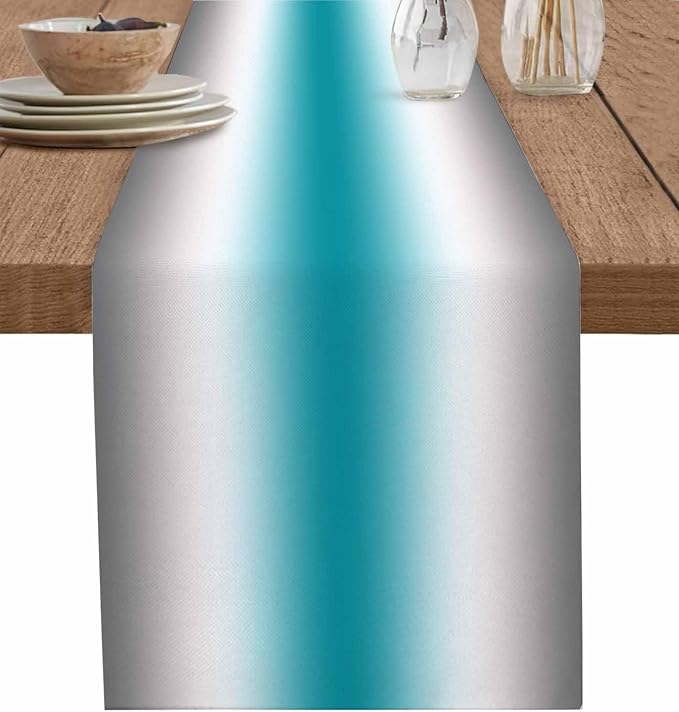 Turquoise Gray Ombre Table Runners 72 Inches Long, Farmhouse Teal Gradient by Unknown