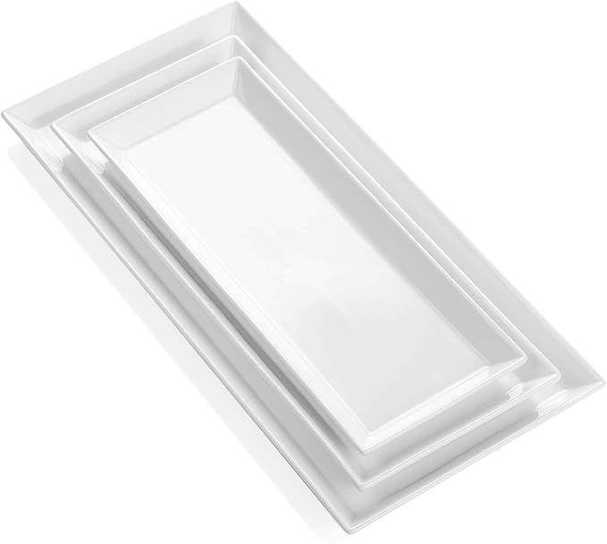 Sweese Serving Platter, 15.5/13.8/11.7 Inch Rectangle Porcelain Serving Trays by Sweese