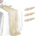3 Pack Ivory Cheesecloth Table Runner 21 x 120 Inch Boho Gauze Sheer Table by Unknown