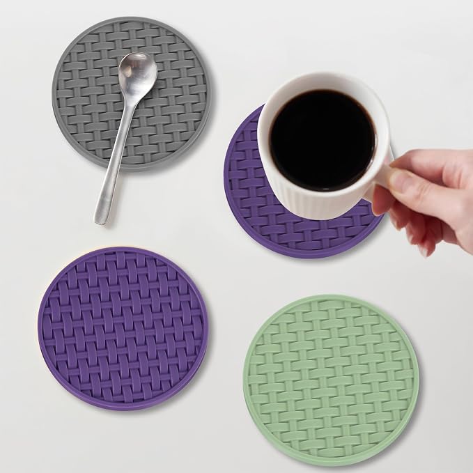 4 Inch Round Silicone Coasters Set of 6 - Image 6
