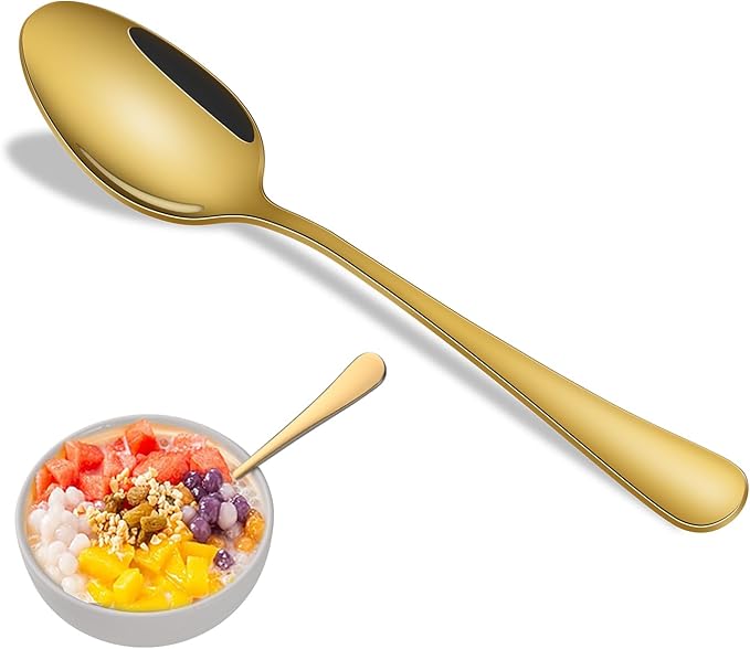 Gold Soup Spoons, Durable Mirror Polishing Stainless Steel Silveware Main Spoon by DEHOVKitchen