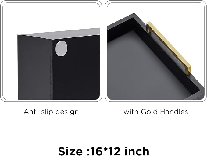 16"x12" Serving Trays with Handles, Ottoman Trays for, Living Room, and - Image 6