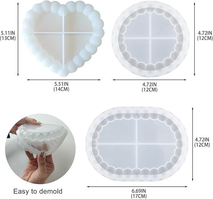 3 Pcs Bubble Thickened Silicone Resin Tray Molds - Image 2